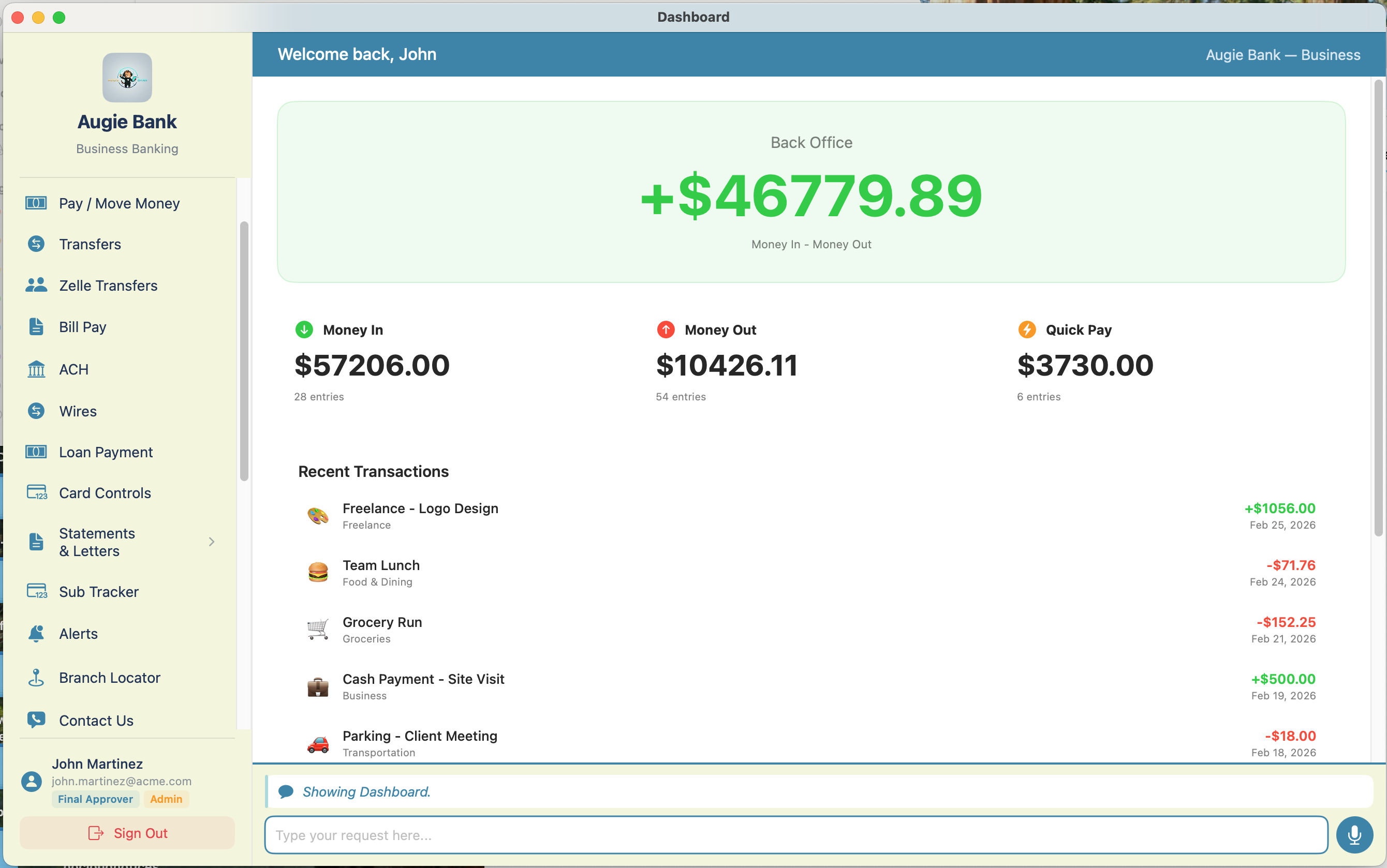 Cash Flow Dashboard